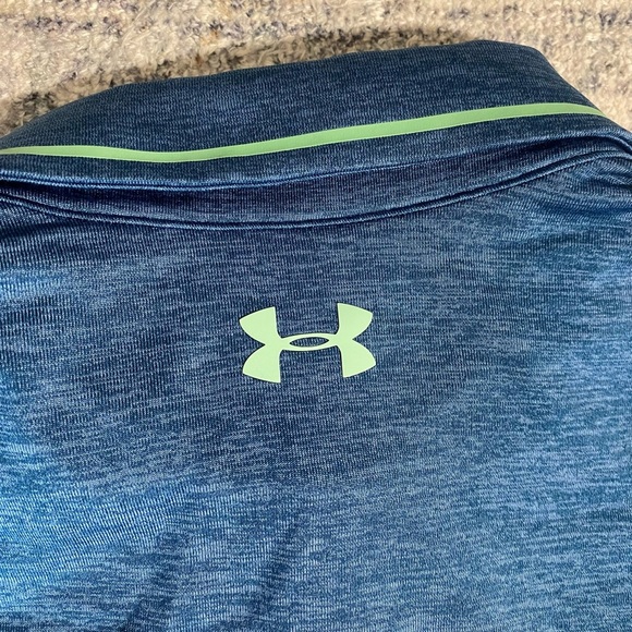 Under Armour Blue Athletic Polo Shirt with Stripe Detail - Picture 8 of 8